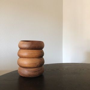 Teak wood bowl set